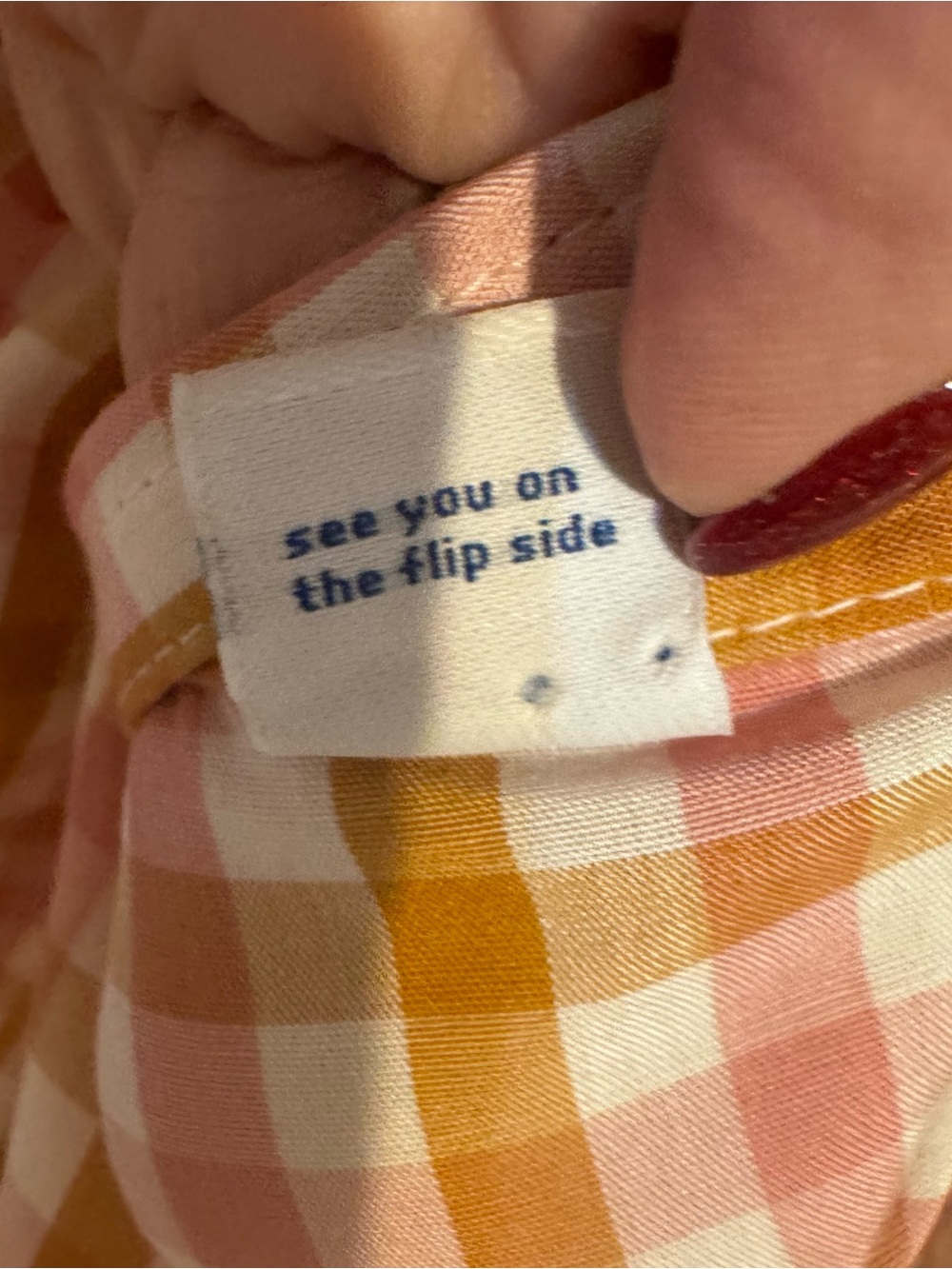 NWT Old Navy Pink/Tan Plaid Tie-Neck Top MEDIUM #G - Picture 8 of 11